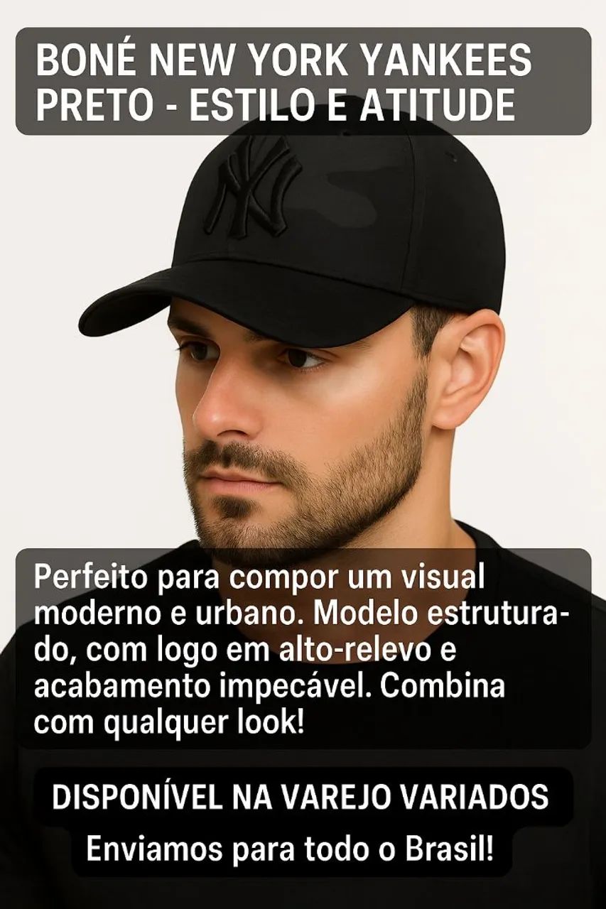 Boné NY Preto Camuflado Unisex  - Foto 4