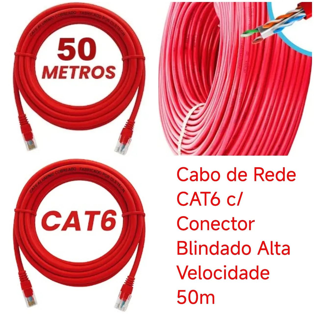 Cabo de Rede CAT6 Blindado Alta Velocidade 50m