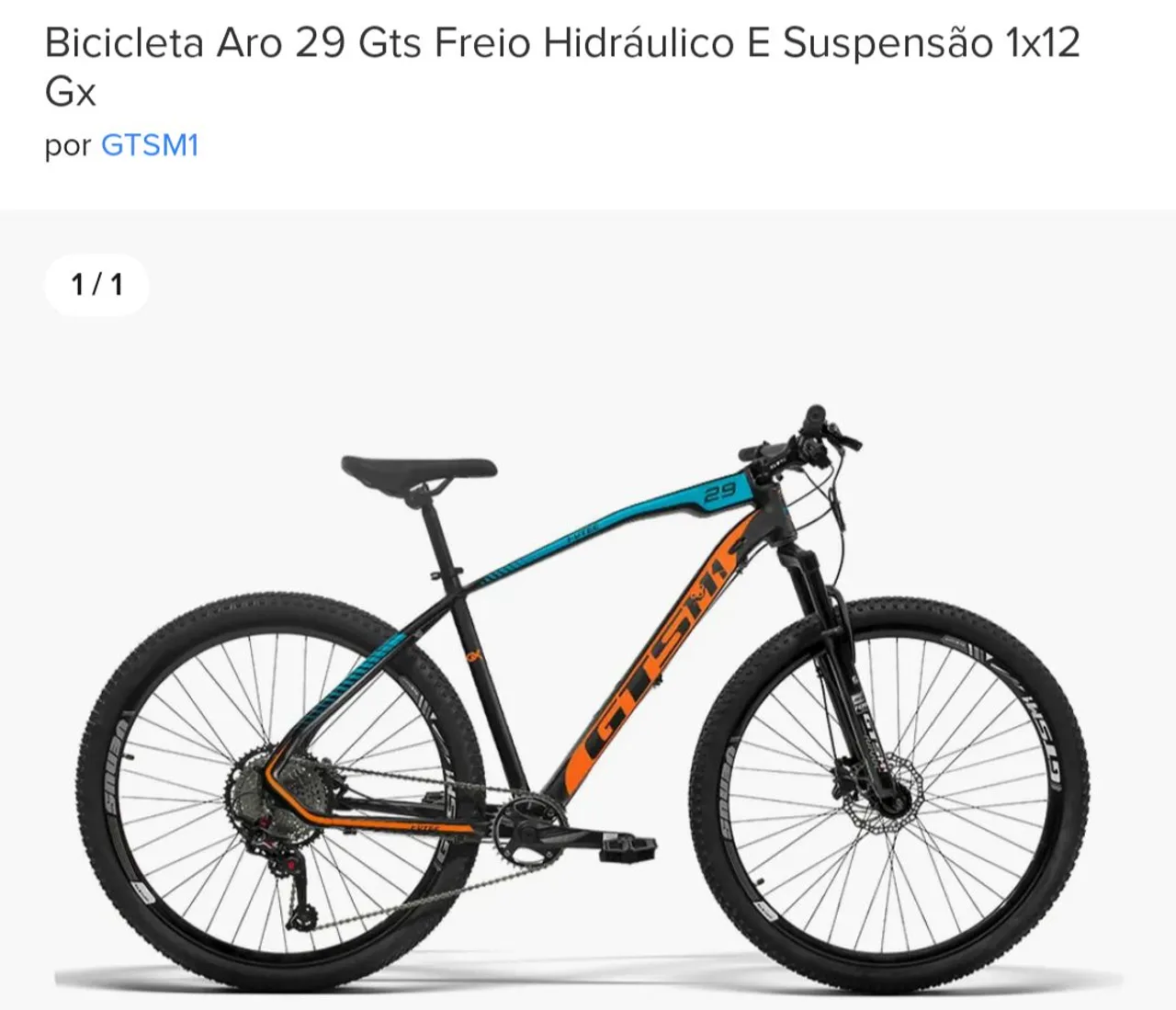 Bicicleta com nota fiscal de fábrica Aro 29 GTS Freio Hidráulico e Suspensão 1x12 GX