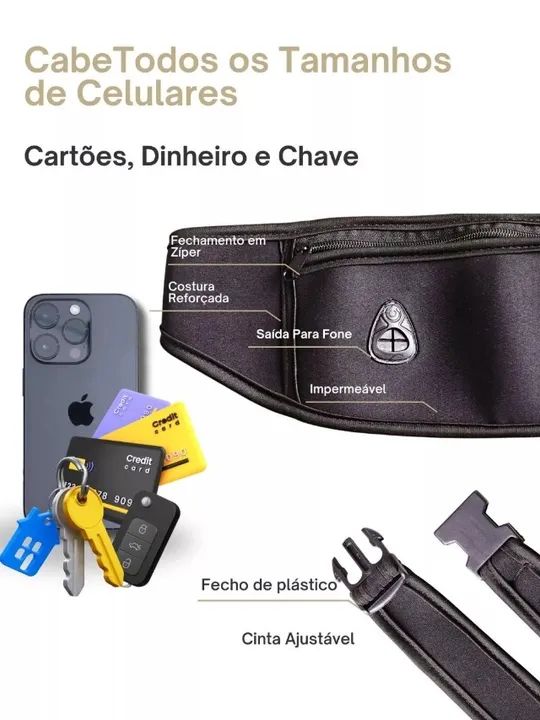 Pochete Unissex Masculina Feminina Exercícios Corrida Academia Porta Celular Impermeável - Foto 6