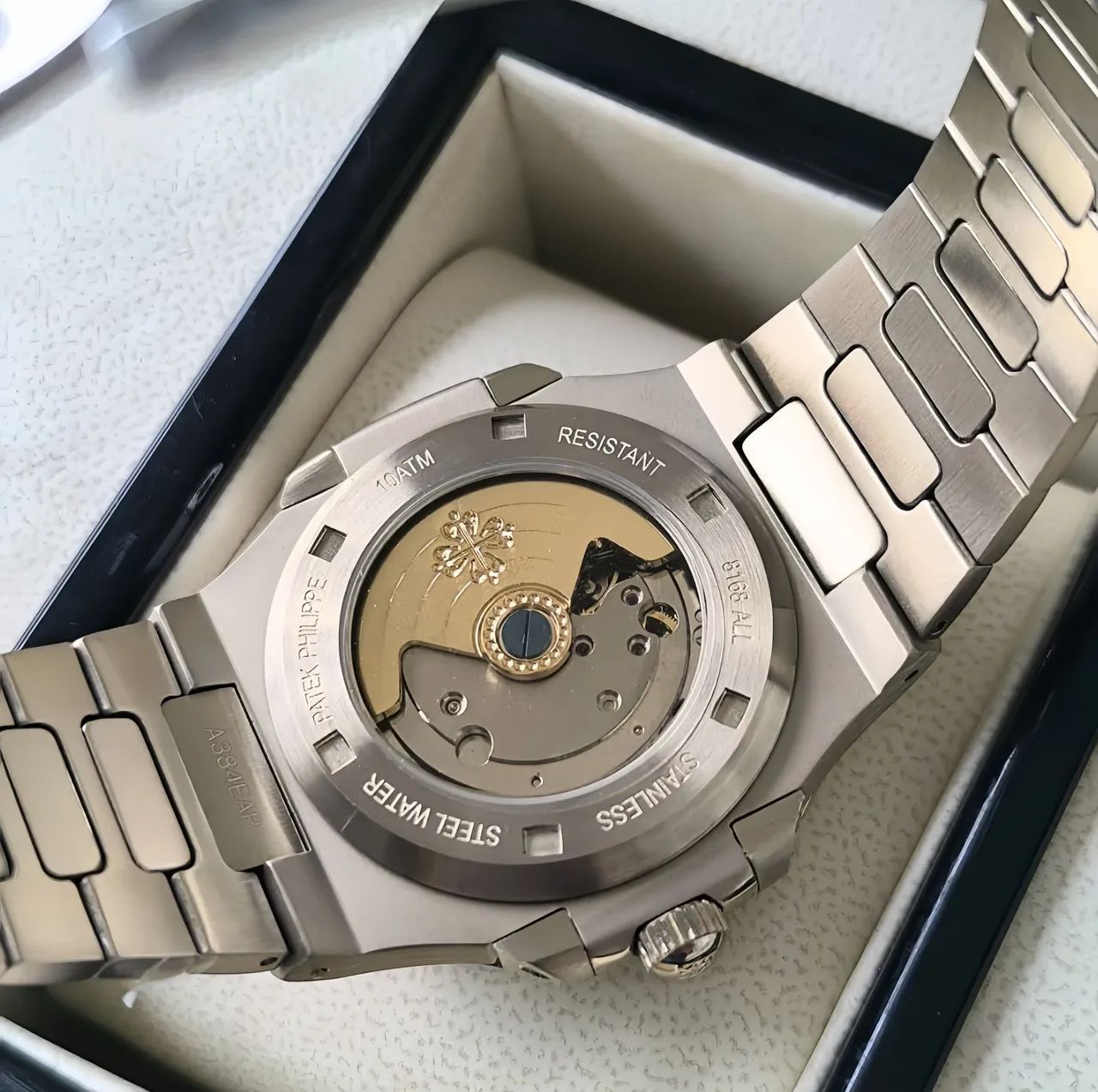 Relógio Patek Philippe Geneve Nautilus Automático Fundo de Vidro Aço Inoxidável - Novo - Foto 4