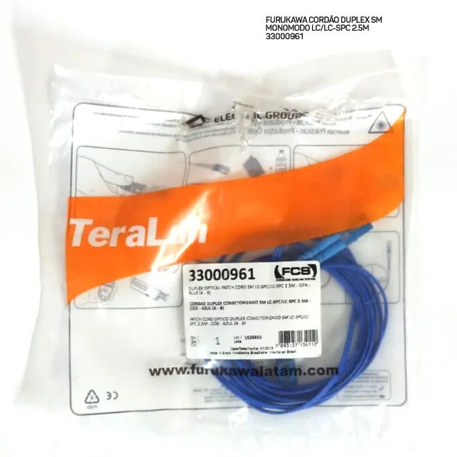 FURUKAWA CORDÃO DUPLEX SM MONOMODO LC/LC-SPC 2.5M 33000961