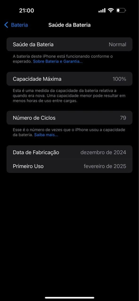 iPhone 16 pro max 256gb 100% de bateria com garantia Apple ainda cabo caixa e nota  - Foto 3