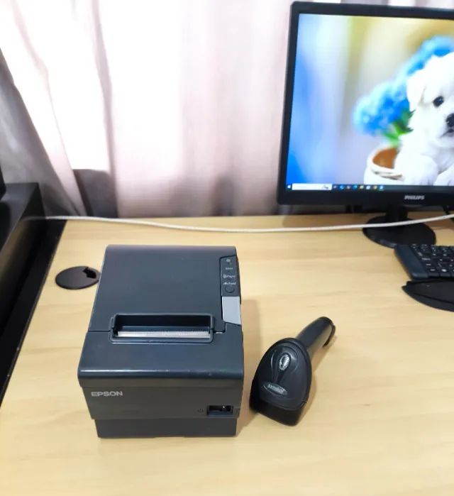 Impressora de cupom Epson + leitor de código de barras