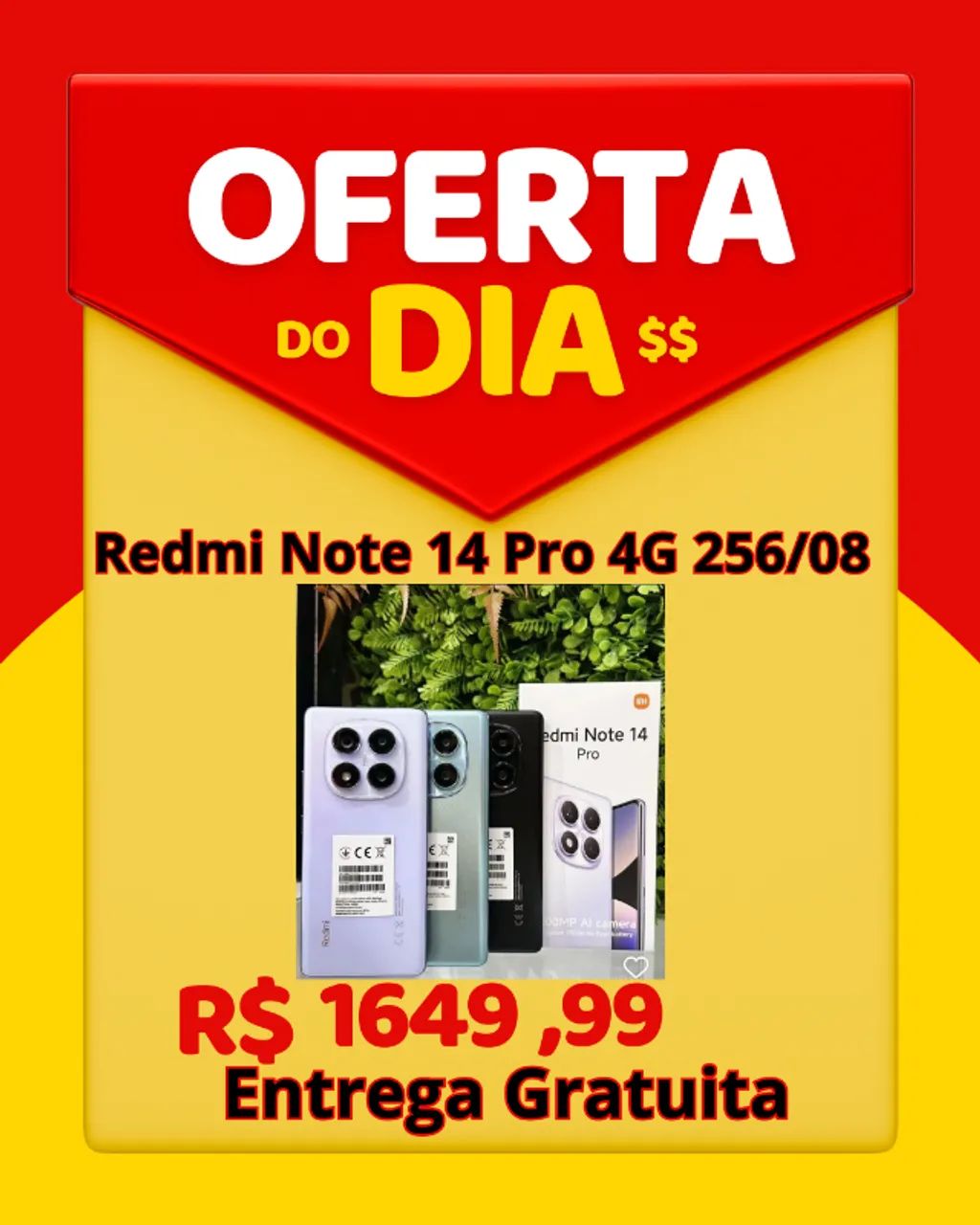 XIAOMI REDMI NOTE 14 PRO (4G) LANÇAMENTO COM GARANTIA AZUL PRETO ENTREGA GRATUITA