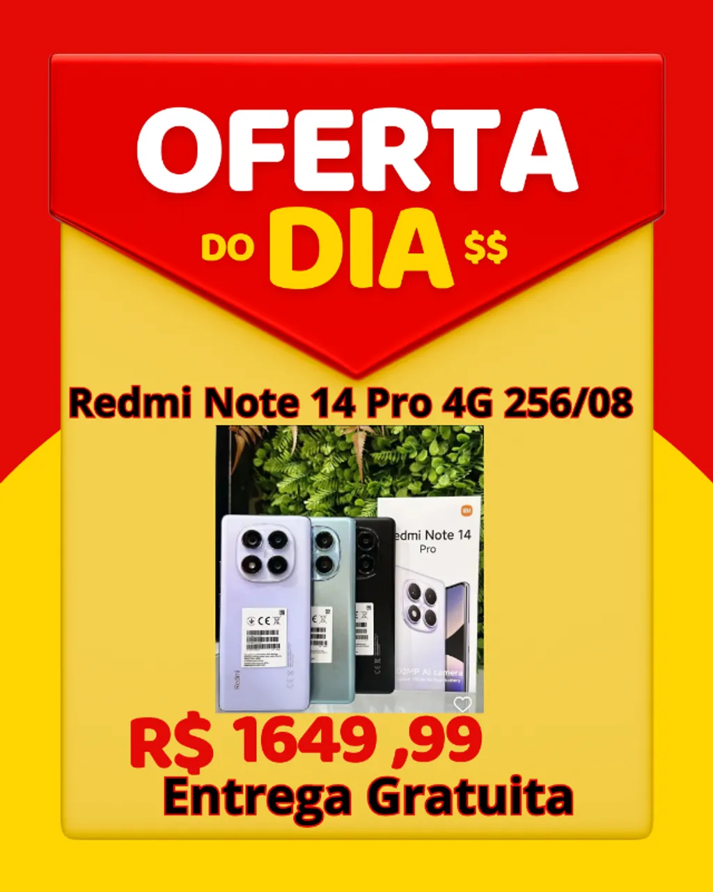 XIAOMI REDMI NOTE 14 PRO (4G) LANÇAMENTO COM GARANTIA AZUL PRETO ENTREGA GRATUITA