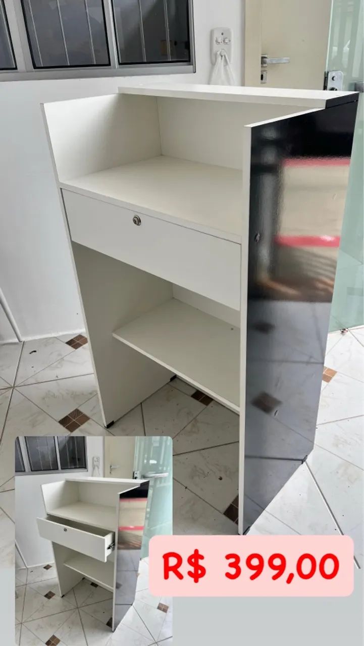 Balcão de Atendimento em MDF Branco, envelopado só tirar