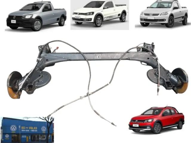 Eixo traseiro completo freio a disco com ABS para Saveiro 2012 a 2023 