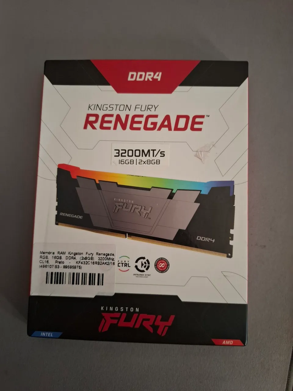Memória RAM Kingston Fury Renegade 16GB 3200MHz DDR4