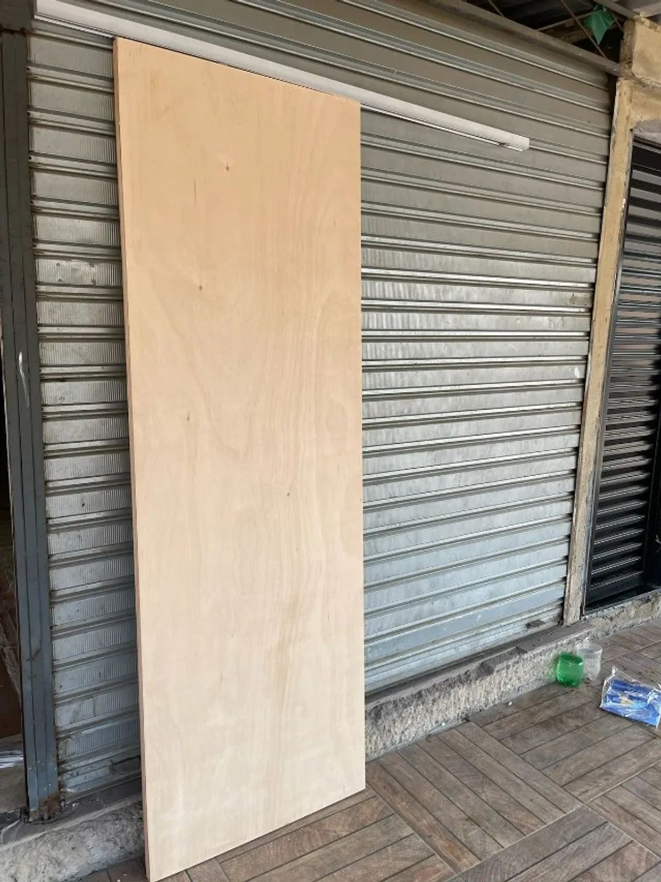 kit de porta de madeira de correr crua - Foto 4