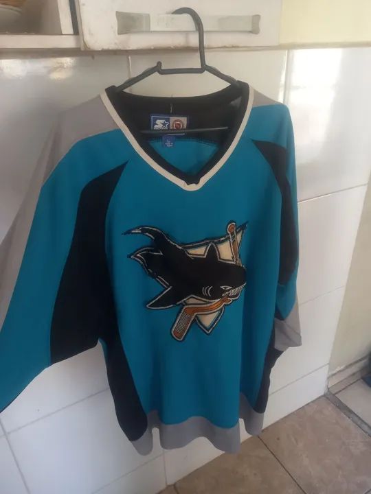 Camiseta de Hóquei do San Jose Sharks - Tamanho L - Foto 4