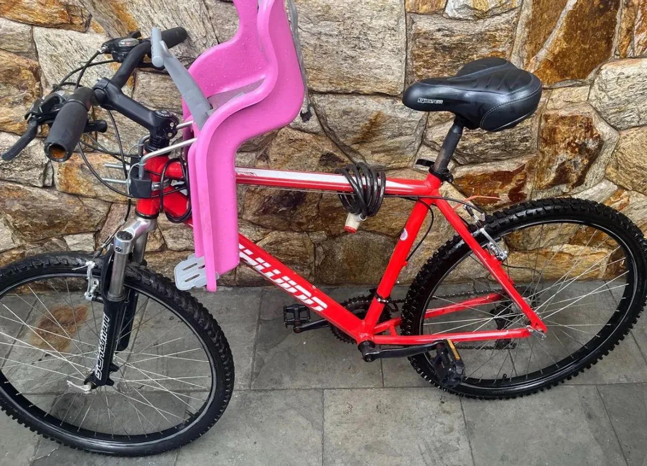 Assento para bicicleta infantil - Vermelho e Rosa - Foto 2