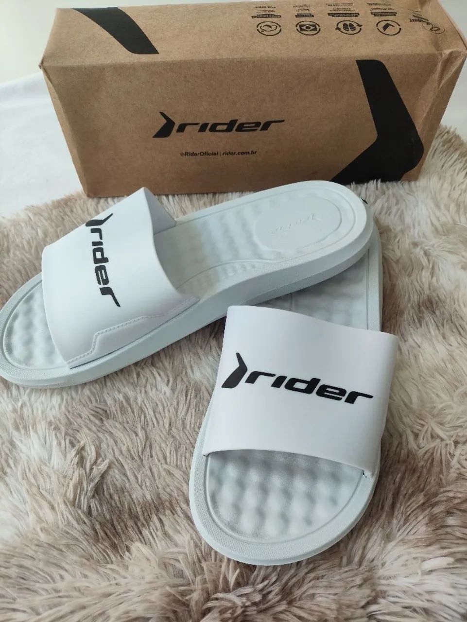 Chinelo Slide Rider step esfera massageadora masculino Grendene Branco - Foto 2