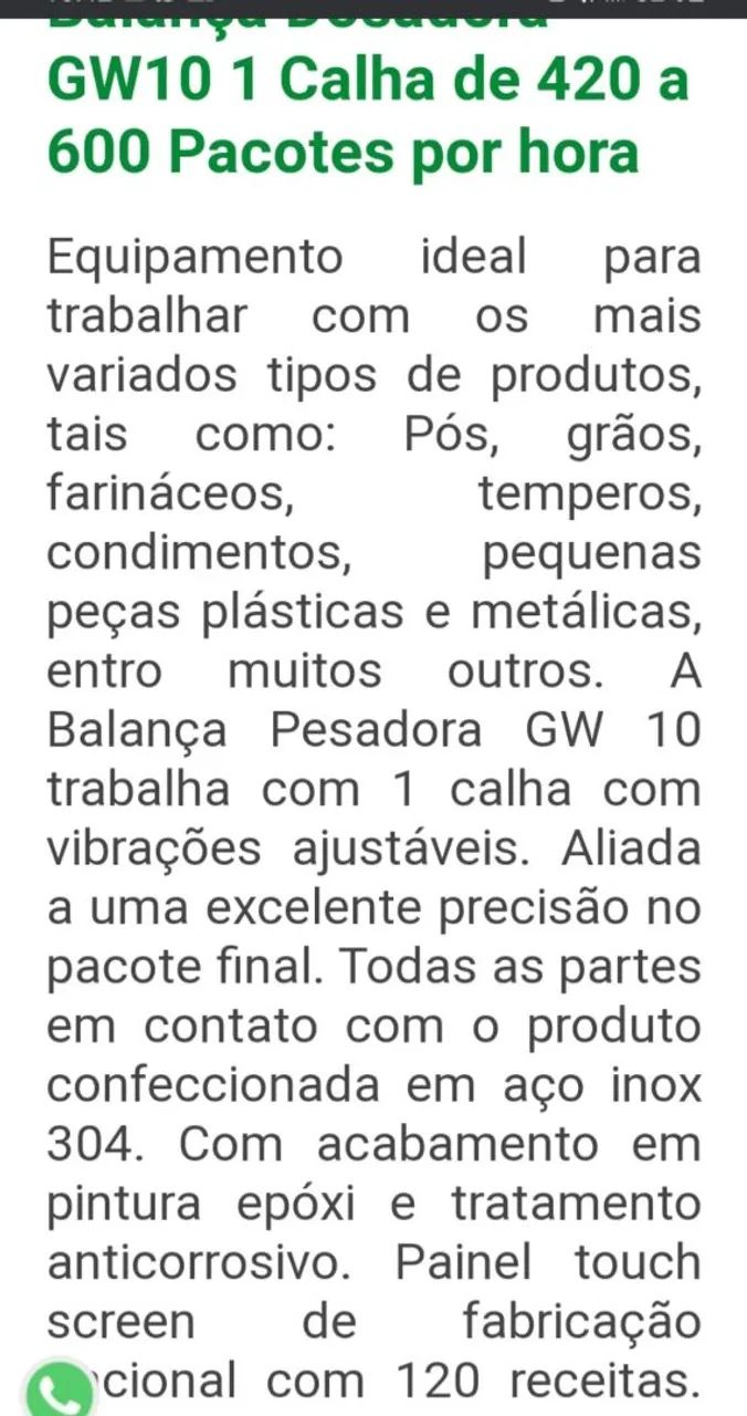 Balança Pesadora GW 10 - 420 à 600 Pacotes/Hora - Foto 2