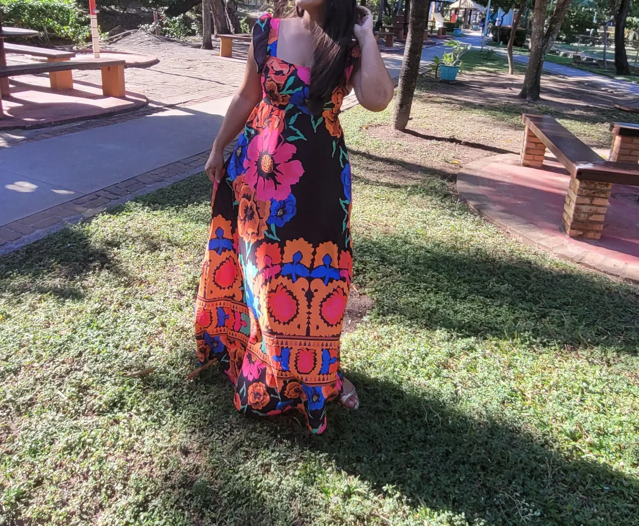 Vestido Longo Floral Colorido