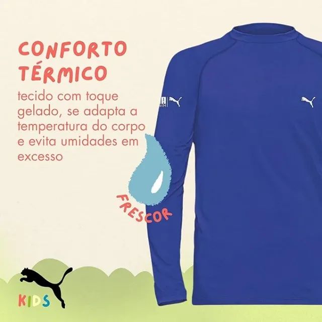 Camiseta BEBÊ Puma Proteção UV 50+ Manga Longa Unissex /Compra Online - Foto 2