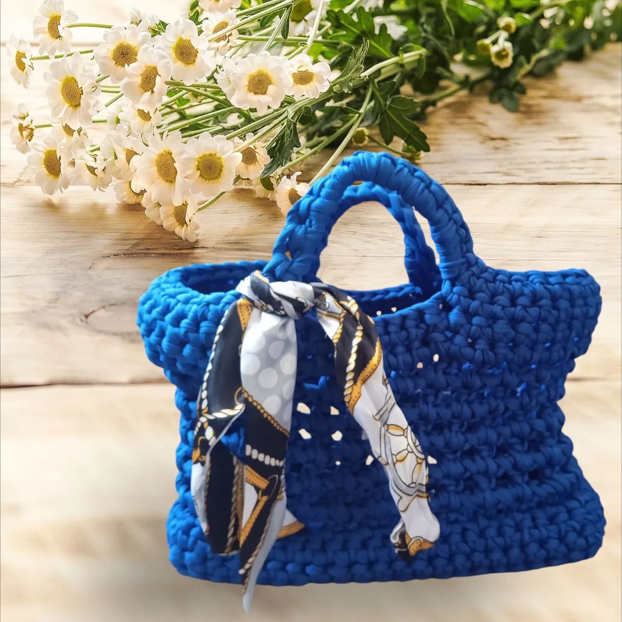 Bolsa de crochê azul