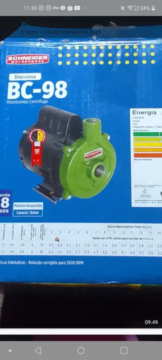 Motobomba Centrífuga BC-98 Silenciosa - Schneider