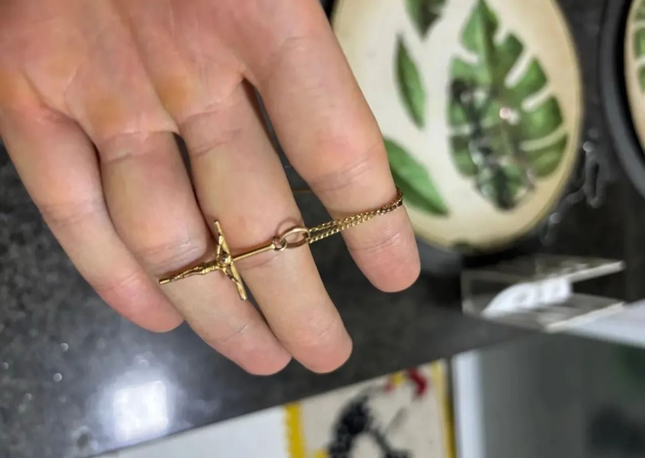 Corrente Rommanel Masculina 50cm + Pingente Cruz 