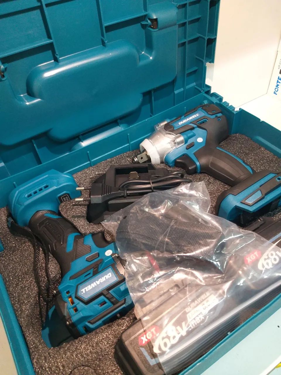 Kit Chave Impacto Parafuçadeira Elétricas 2 Bateria Sem Fio