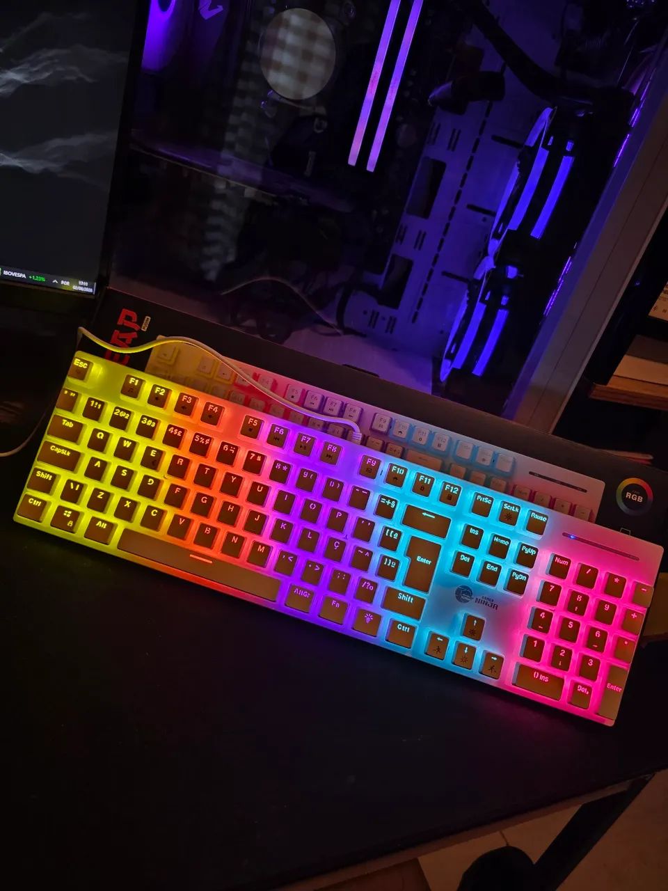 Teclado Mecânico Gamer Ninja Leap Pudim White - Switch Blue