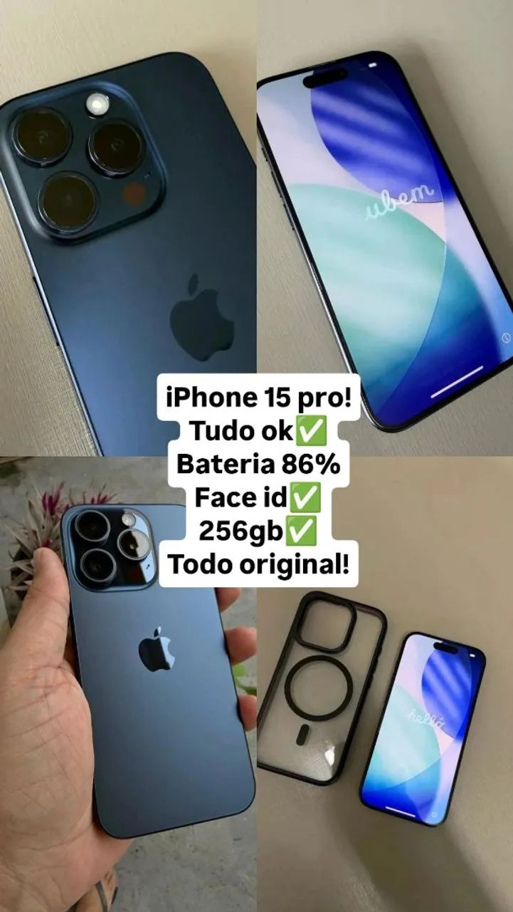 iPhone 15 pro 256gb azul ? todo original! Pegando tudo! Sujeito a