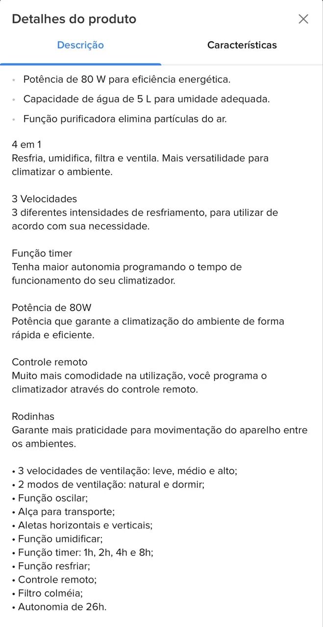 Climatizador Philco 4 em 1 Refrigera Filtra Ventila Umidifica  - Foto 6