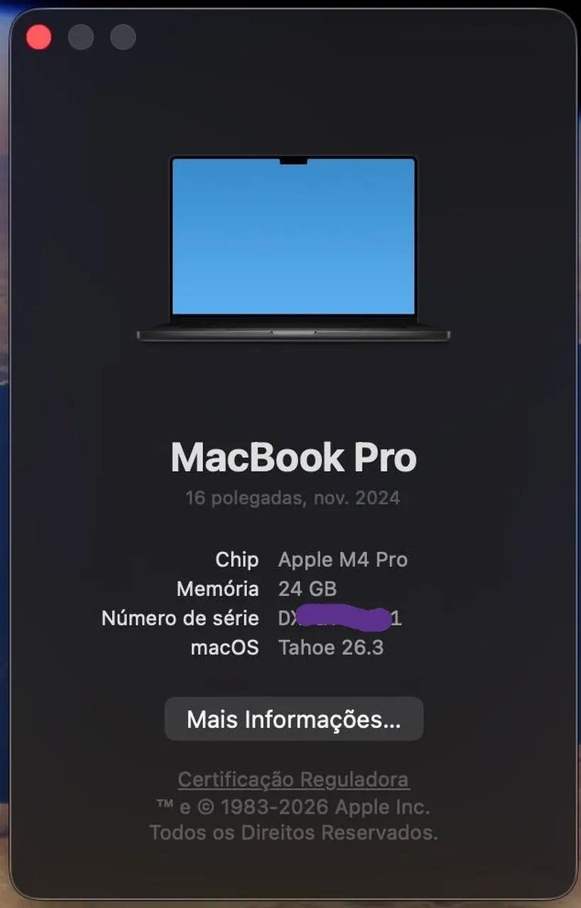 Apple MacBook Pro 2024 com chip Apple M4 Pro (16 polegadas, 24 GB