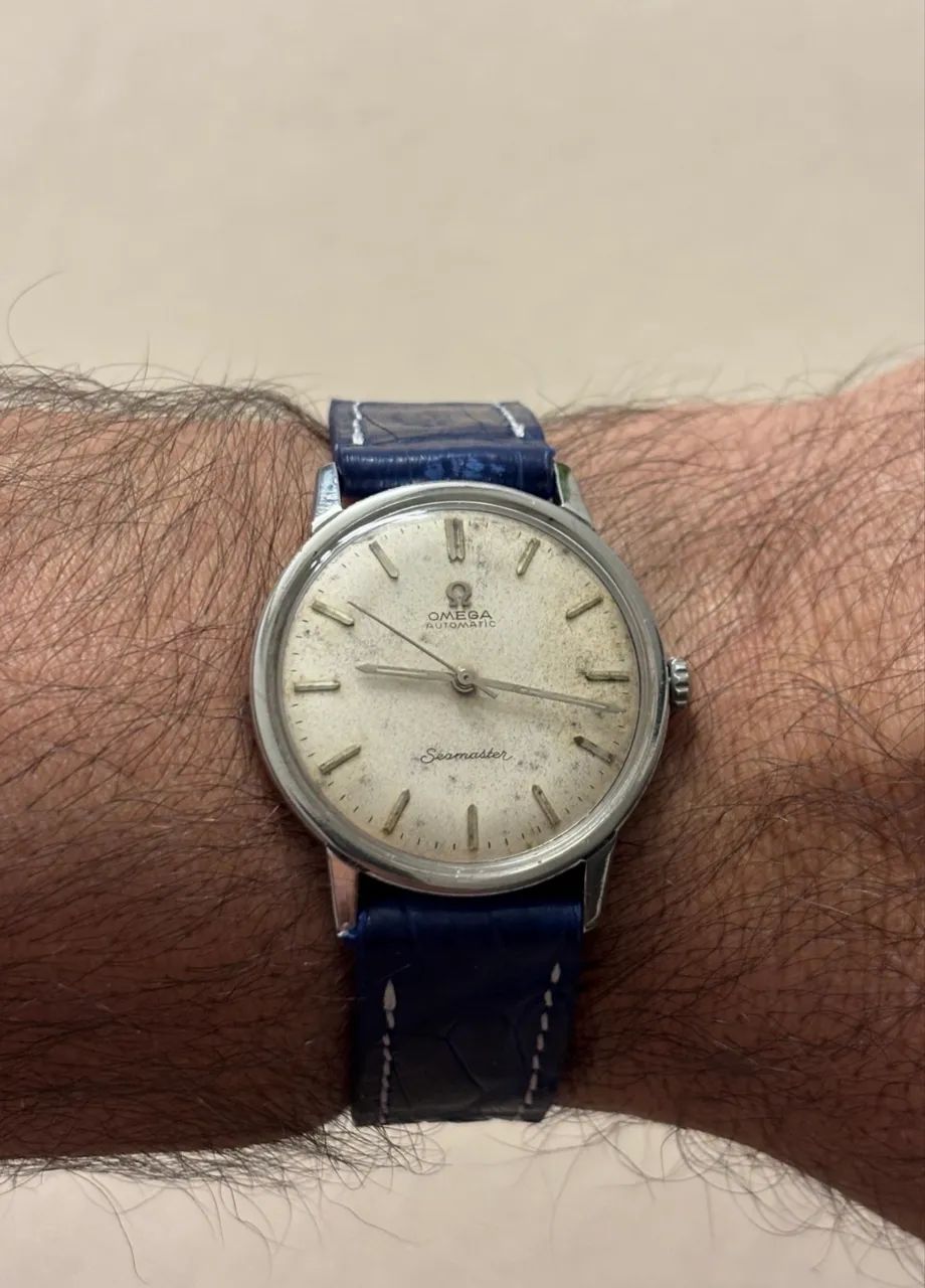 Omega Seamaster automatic no date 1961 pulseira de couro azul  - Foto 4