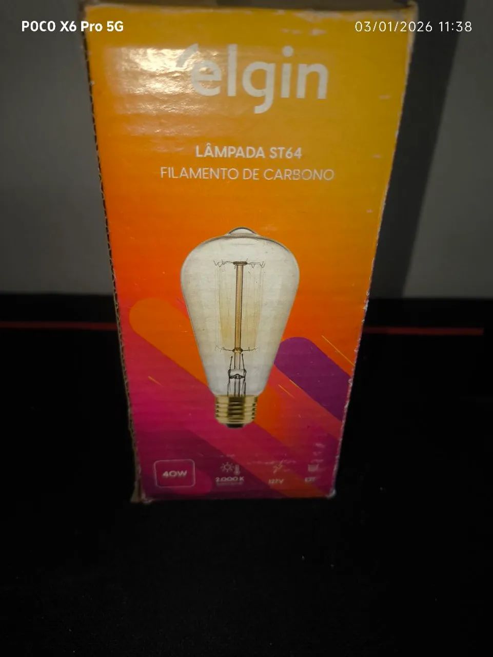 Lâmpada Led De Filamento Pêra Luz Âmbar 4w Elgin Bivolt Âmbar - Foto 2