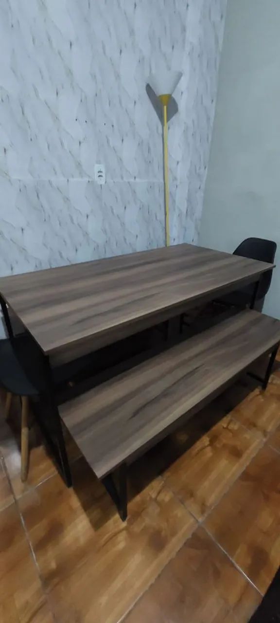 Mesa estilo industrial com banco e cadeira - Foto 3