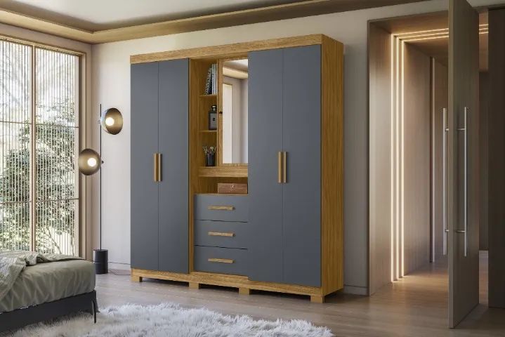 Guarda-roupa 5 Portas e 3 Gavetas Eldorado - Foto 4