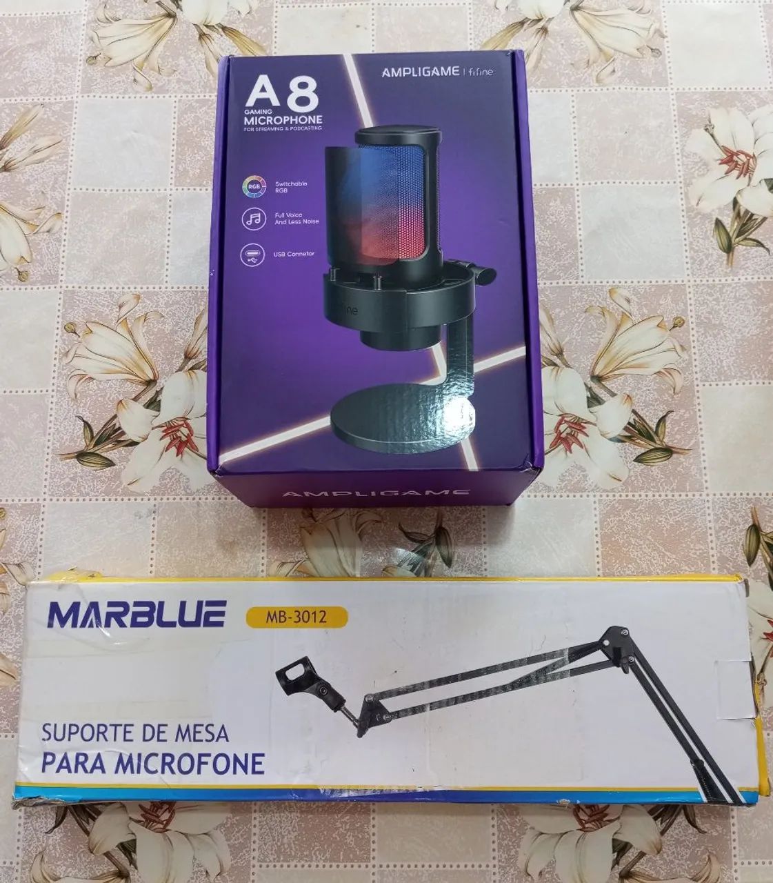 Vendo Microfone FIFINE AmpliGame A8 + Braço Articulado Marblue MB-3012 Novos