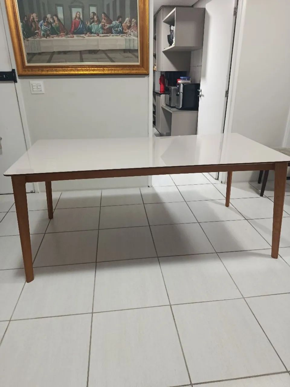 Mesa 180x90, tampo laca e base madeira maciça.. - Foto 4