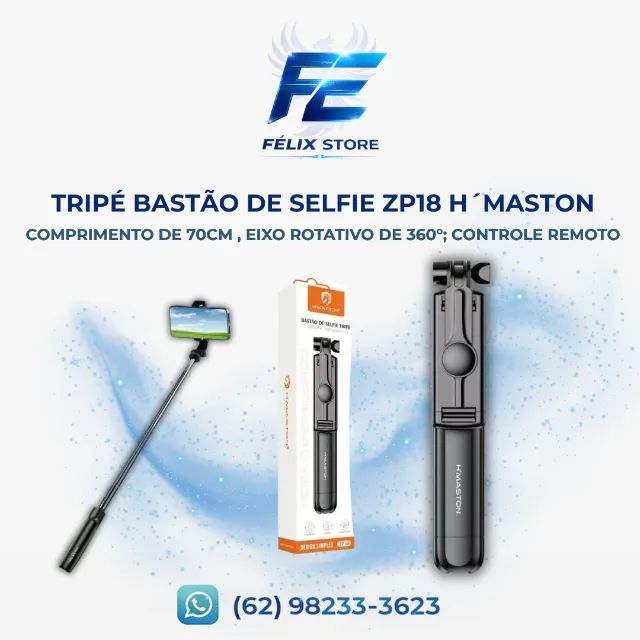 H'maston ZP18 Bastão Tripé Pau De Selfie Suporte Celular Com Controle 70cm/100cm