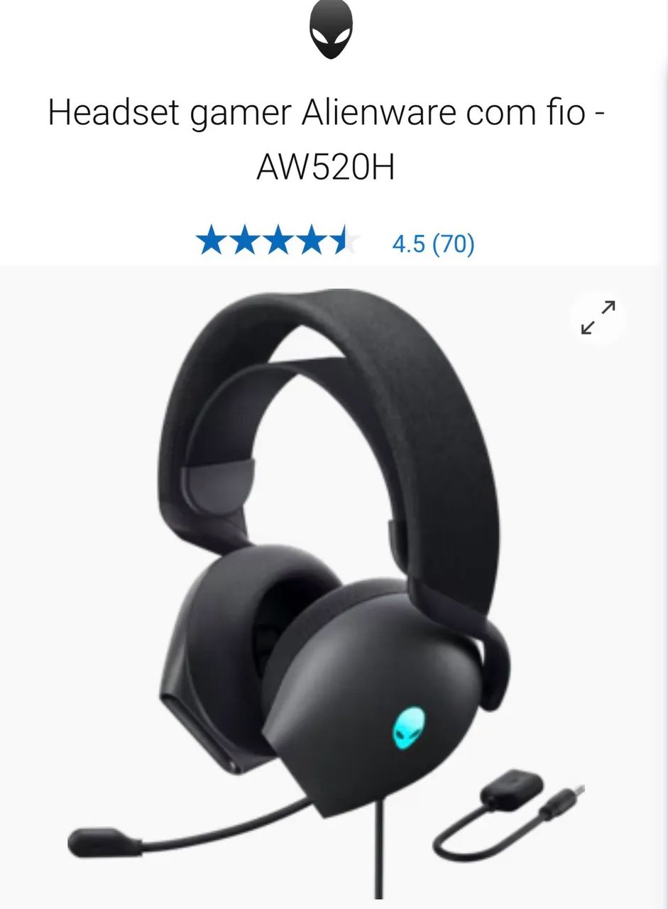Headset Gamer Alienware com Fio - Foto 4