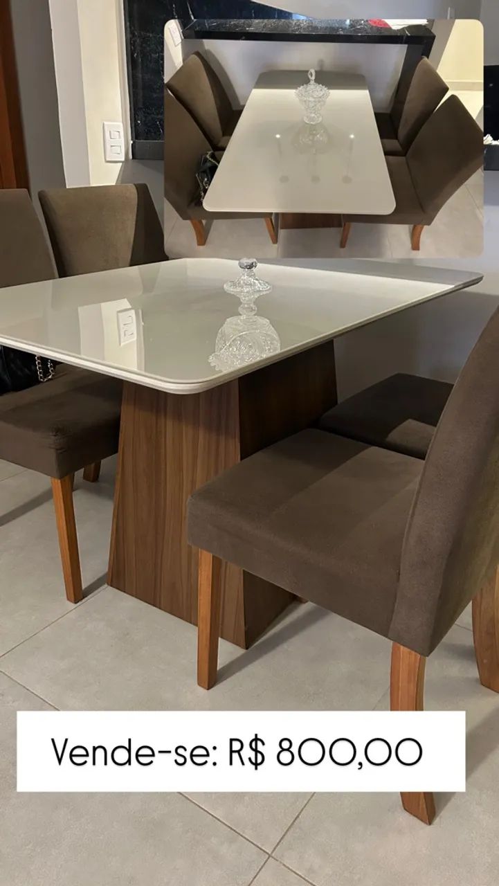 Mesa de jantar + 4 cadeiras estofadas  - Foto 4