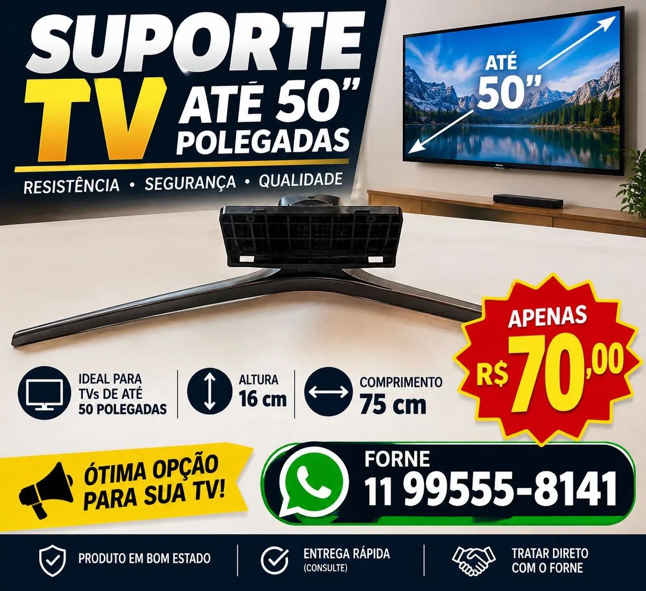 Suporte de tv 50 ou 60 polegadas 