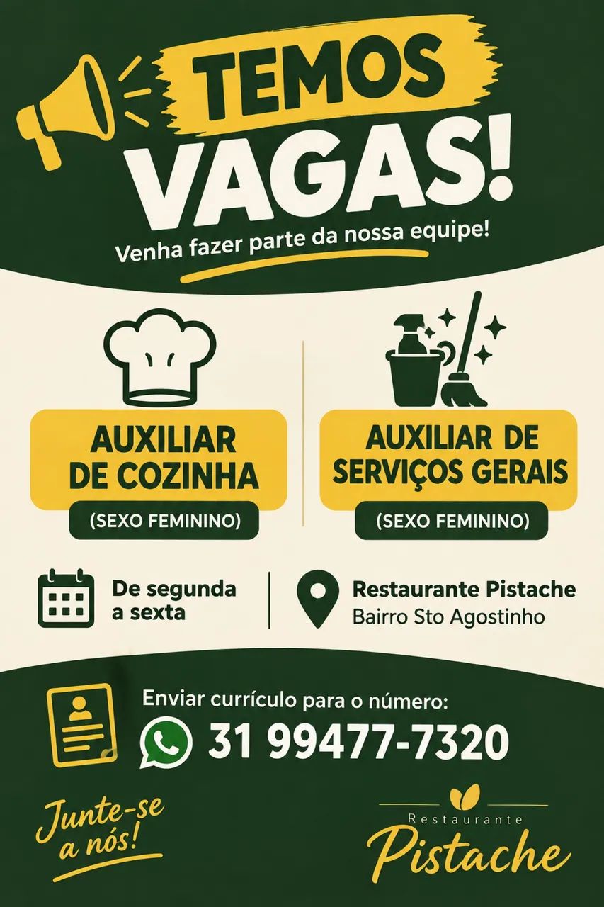Auxiliar de cozinha e auxiliar de serviços gerais 