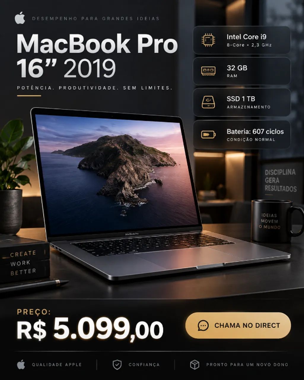 MacBook Pro 16? 2019 | Core i9 | 32GB RAM | SSD 1TB | R$ 5.099 - Foto 2