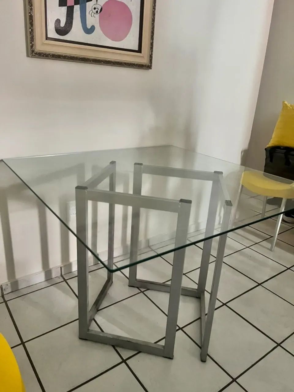 Mesa de Jantar Vidro e Pés de Ferro Móveis Leroy Merlin (Retirada) - Foto 3
