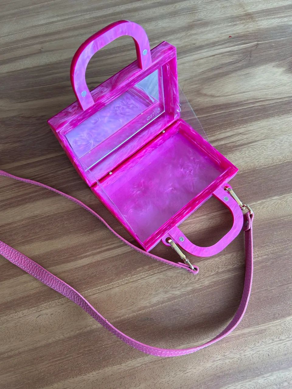 BOLSA ESTILÉ ACRÍLICO COM ESPELHO - Foto 3