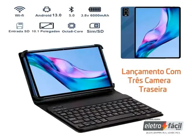 Tablet 10.1" Cinza com Teclado e Entrada para Chips 4gb 128gb Promoção - Foto 2