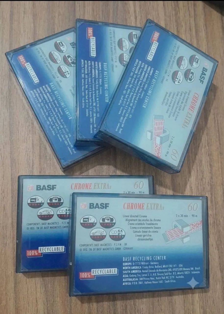 Lote de 5 Fitas k7 BASF Chrome
