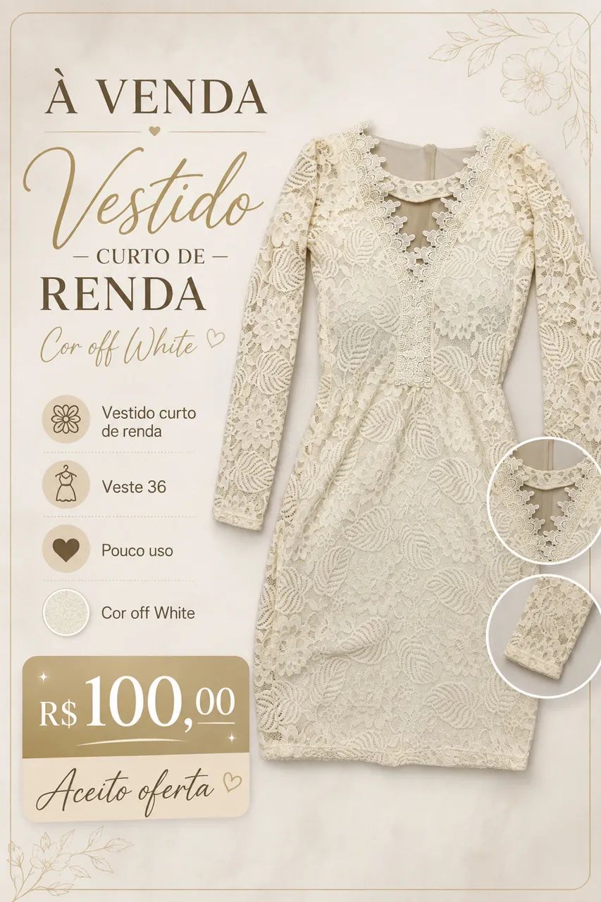 Vestido de renda e calça flare  - Foto 2
