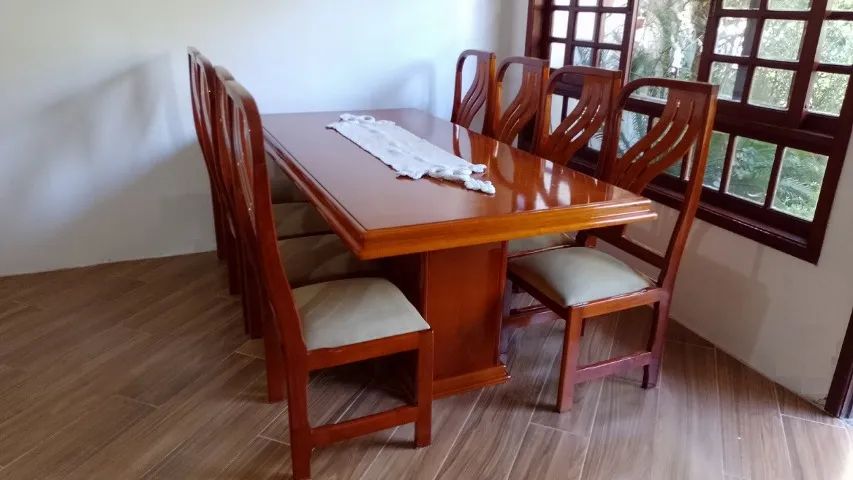 MESA DE MADEIRA 8 LUGARES - ACABAMENTO EM MOGNO - ALTO DESIGN - Foto 2