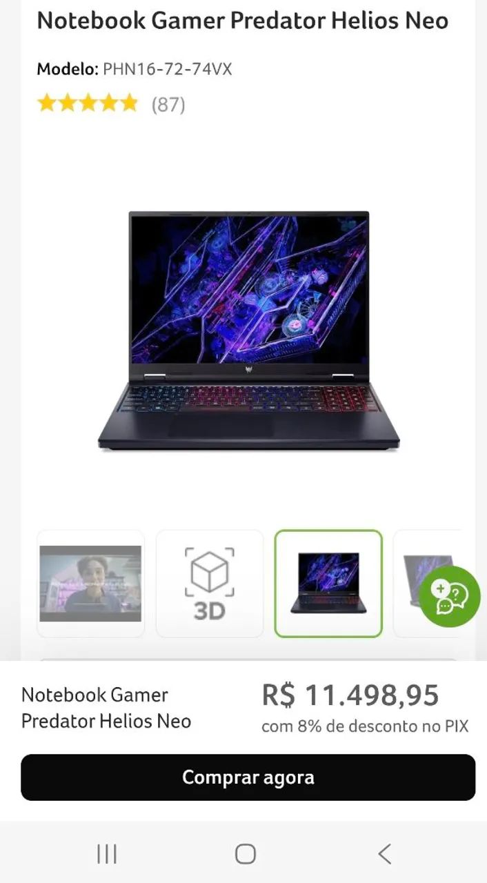 Notebook Gamer Predator Helios Neo - Foto 5