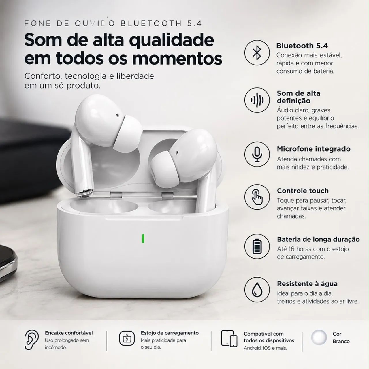 Fone De Ouvido Bluetooth 5.4