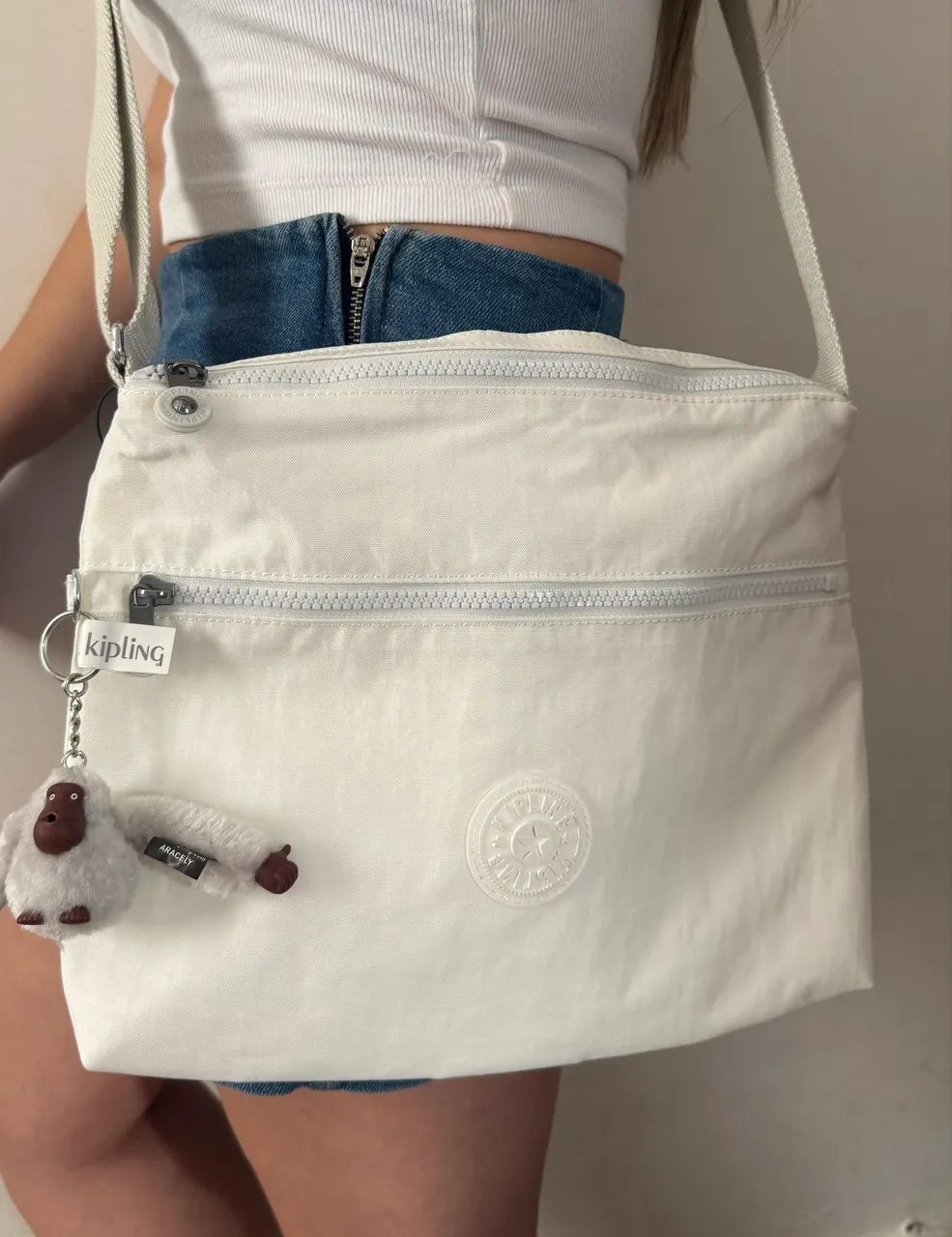Bolsa Kipling branca média nova importada - Foto 3