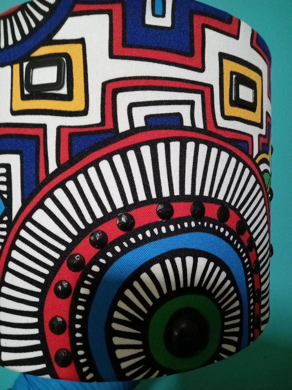 Cúpula abajur Afro, p/ base ou pêndulo  bordado. - Foto 3